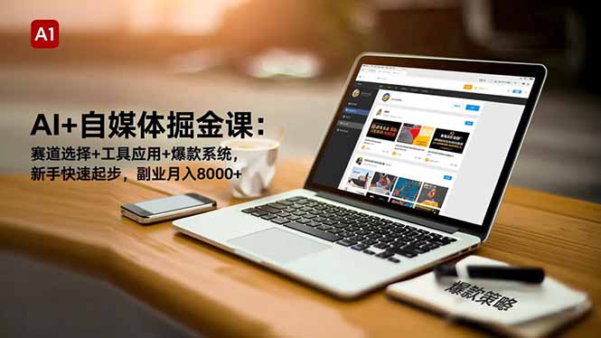 AI+自媒体掘金课：赛道选择+工具应用+爆款系统，新手快速起步，副业月入8000+-冒泡网