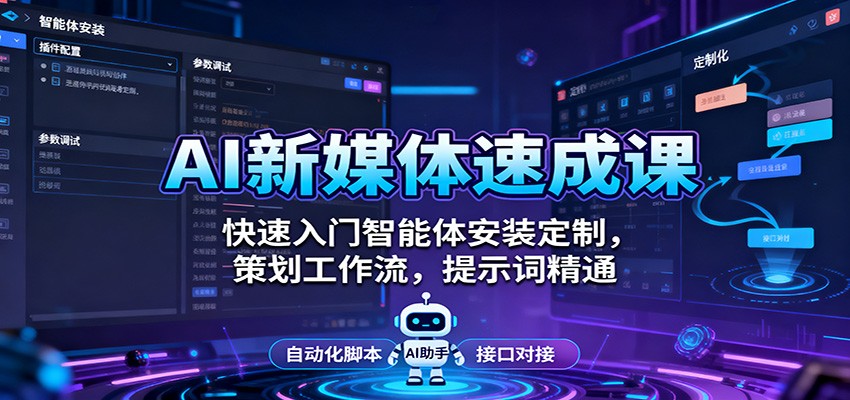 AI新媒体速成课：快速入门智能体安装定制，策划工作流，提示词精通-冒泡网