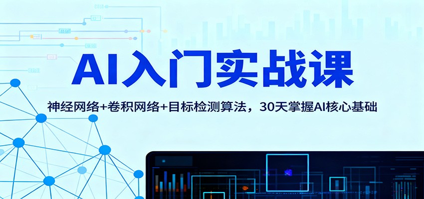 AI入门实战课:神经网络+卷积网络+目标检测算法,30天掌握AI核心基础-冒泡网