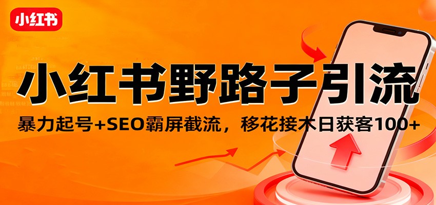 小红书野路子引流,暴力起号+SEO霸屏截流,移花接木日获客100+-冒泡网