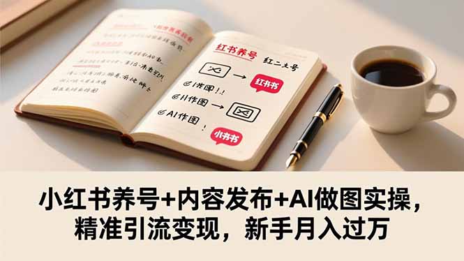 小红书养号+内容发布+AI做图实操，精准引流变现，新手月入过万-冒泡网