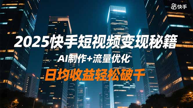 2025快手短视频变现秘籍，AI制作+流量优化，日均收益轻松破千-冒泡网
