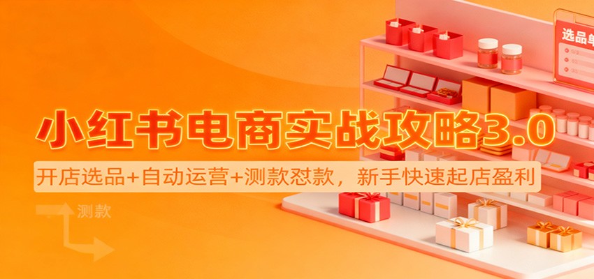 小红书电商实战攻略3.0：开店选品+自动运营+测款怼款，新手快速起店盈利-冒泡网