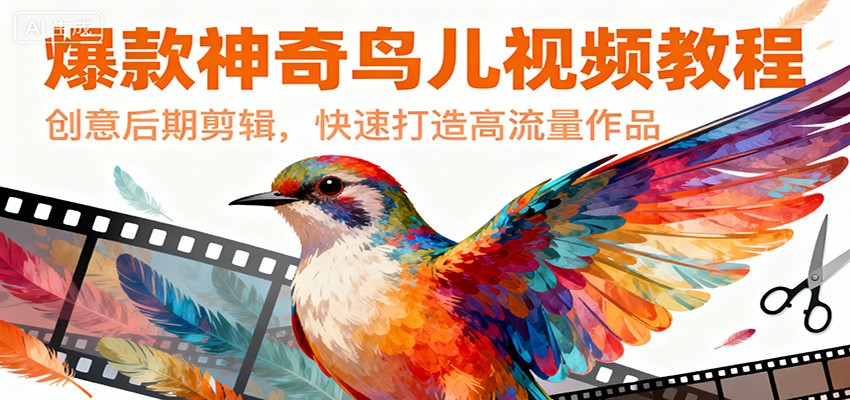 爆款神奇鸟儿视频教程,创意后期剪辑,快速打造高流量作品-冒泡网