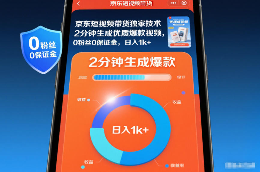 京东短视频带货独家技术,2分钟生成一条优质爆款视频,0粉丝0保证金,日入1k+【揭秘】-冒泡网
