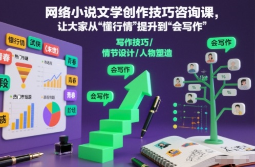 网络小说文学创作技巧咨询课,让大家从“懂行情”提升到”会写作”的高度-冒泡网