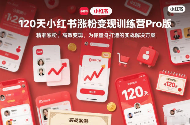 120天小红书涨粉变现训练营Pro版,精准涨粉,高效变现,为你量身打造的实战解决方案-冒泡网