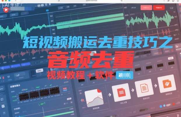 短视频搬运去重技巧之音频去重，视频教程+软件-冒泡网
