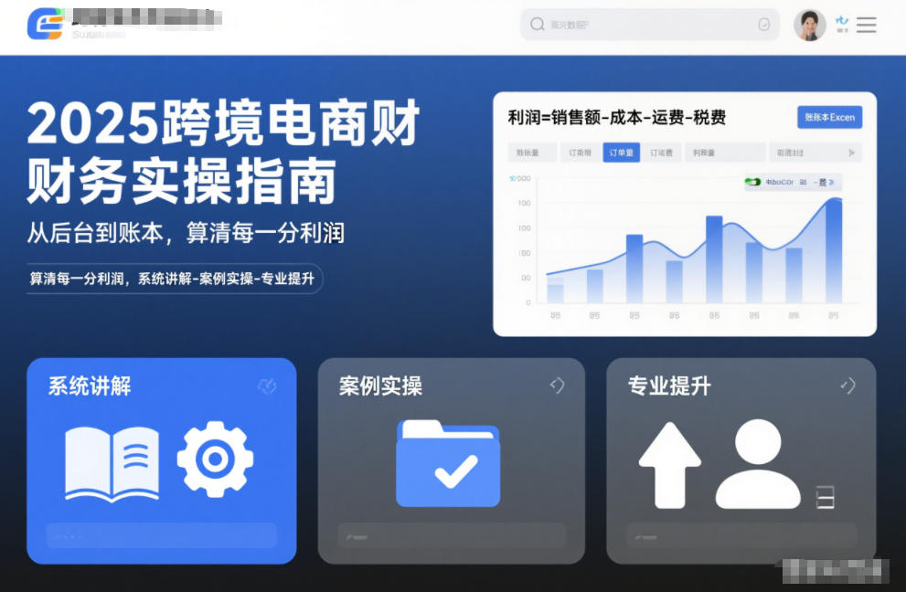 2025跨境电商财务实操指南，从后台到账本，算清每一分利润，系统讲解-案例实操-专业提升-冒泡网