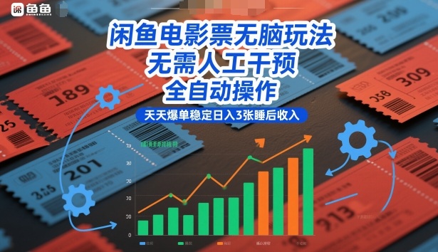 闲鱼电影票无脑玩法,无需人工干预,全自动操作,天天爆单稳定日入3张睡后收入【揭秘】-冒泡网