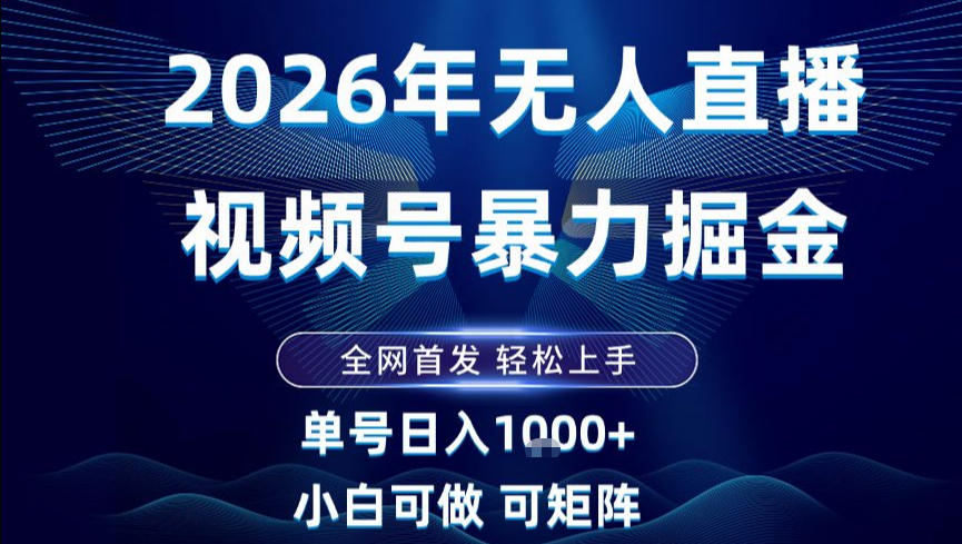 2026最新视频号无人直播掘金,全网首发,小白可以玩,长期稳定日入1k+【揭秘】-冒泡网