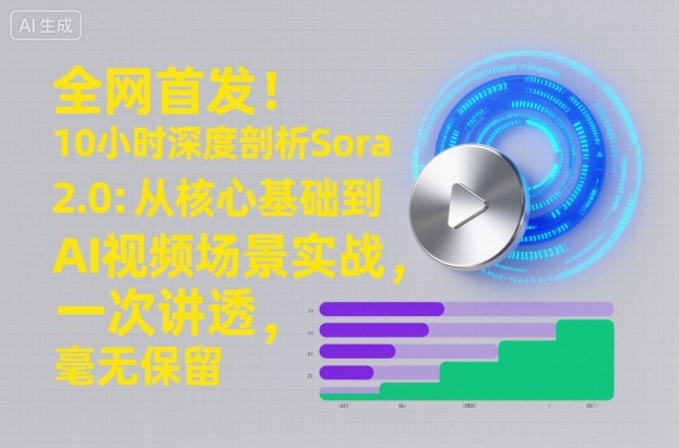 全网首发!10小时深度剖析Sora 2.0:从核心基础到AI视频场景实战,一次讲透,毫无保留-冒泡网