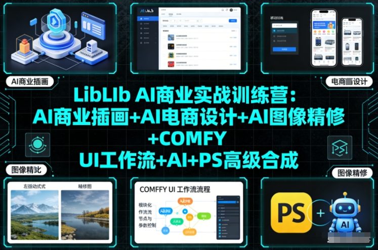 LibLIb AI商业实战训练营:AI商业插画+AI电商设计+AI图像精修+COMFY UI工作流+AI+PS高级合成-冒泡网