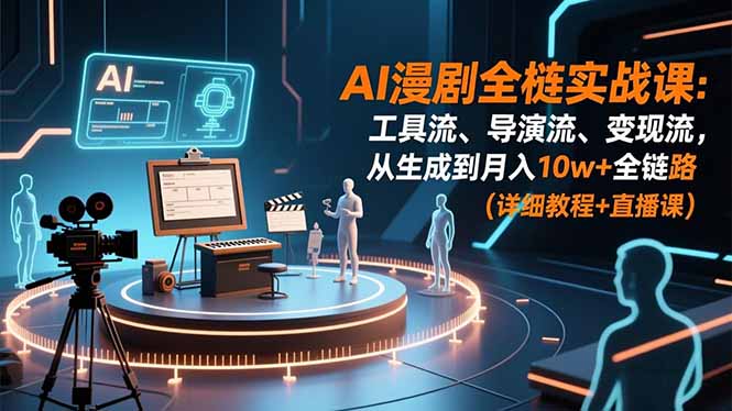 AI漫剧全栈实战课：工具流、导演流、变现流，从生成到月入10w+全链路 (详细教程+直播课-冒泡网