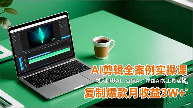 AI剪辑全案例实操课，融入即梦AI、豆包AI、星绘AI等工具实操，复制爆款月收益3W+-冒泡网