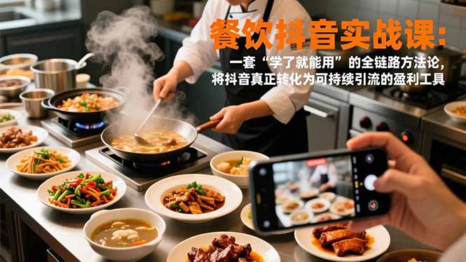餐饮抖音实战课:一套“学了就能用”的全链路方法论,将抖音真正转化为可持续引流的盈利工具-冒泡网