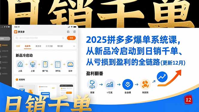2025拼多多爆单系统课,从新品冷启动到日销千单、从亏损到盈利的全链路(更新12月-冒泡网