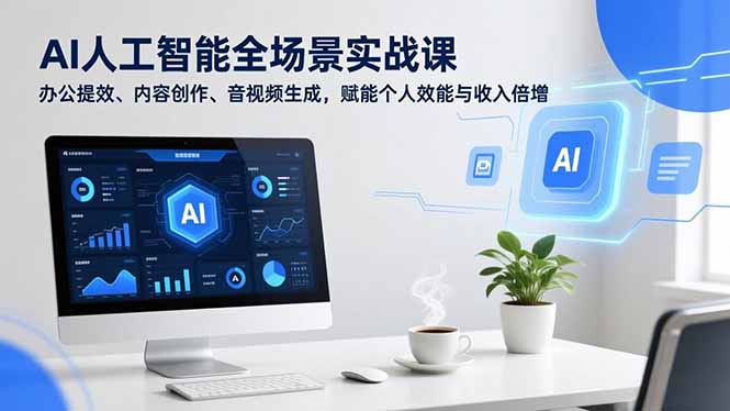 AI人工智能全场景实战课，办公提效、内容创作、音视频生成，赋能个人效能与收入倍增-冒泡网