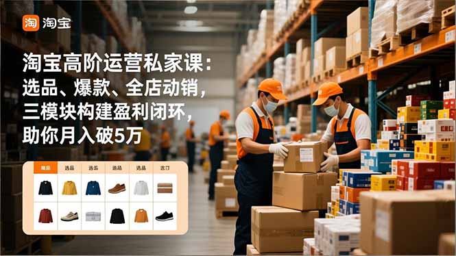 淘宝高阶运营私家课:选品、爆款、全店动销,三模块构建盈利闭环,助你月入破5万(更新12月-冒泡网