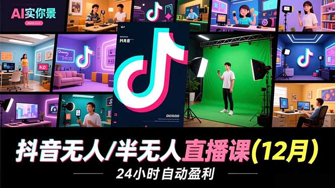 抖音无人/半无人直播课(12月-冒泡网