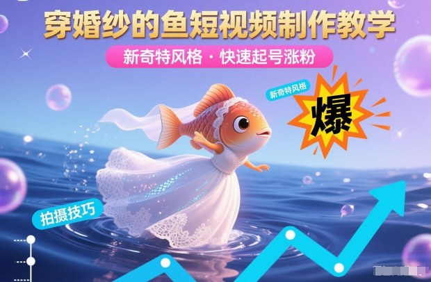 穿婚纱的鱼短视频制作教学,新奇特风格,快速起号涨粉-冒泡网