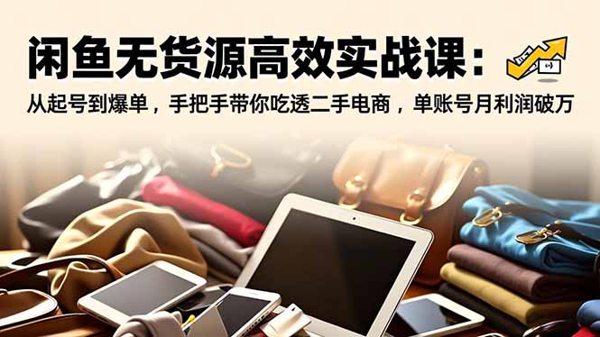 闲鱼无货源高效实战课：从起号到爆单，手把手带你吃透二手电商，单账号月利润破万-冒泡网