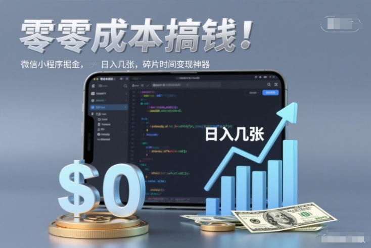 零成本搞钱，微信小程序掘金，简单易操作，日入几张，碎片时间变现神器【揭秘】-冒泡网