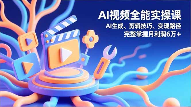 AI视频全能实操课，AI生成、剪辑技巧、变现路径，完整掌握月利润6万+-冒泡网