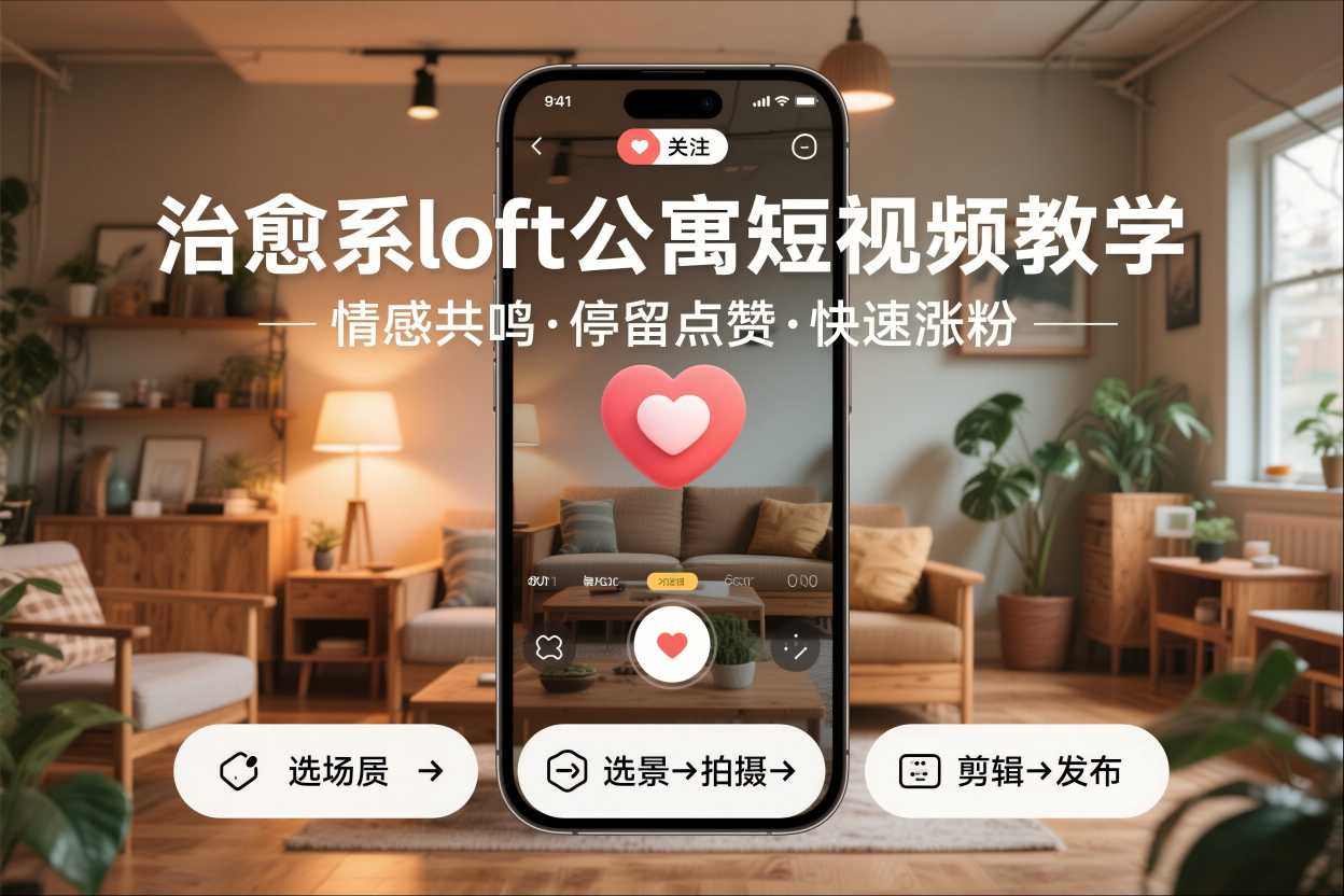 治愈系loft公寓短视频制作教学,情感共鸣引停留点赞关注,快速起号涨粉-冒泡网