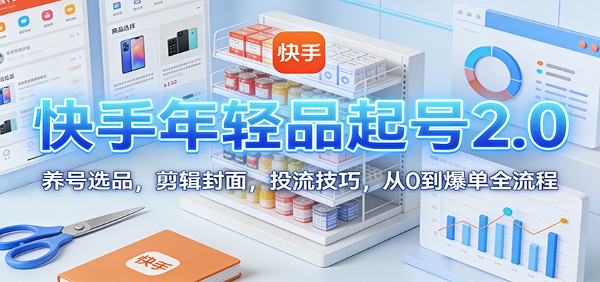 快手年轻品起号2.0：养号选品，剪辑封面，投流技巧，从0到爆单全流程-冒泡网