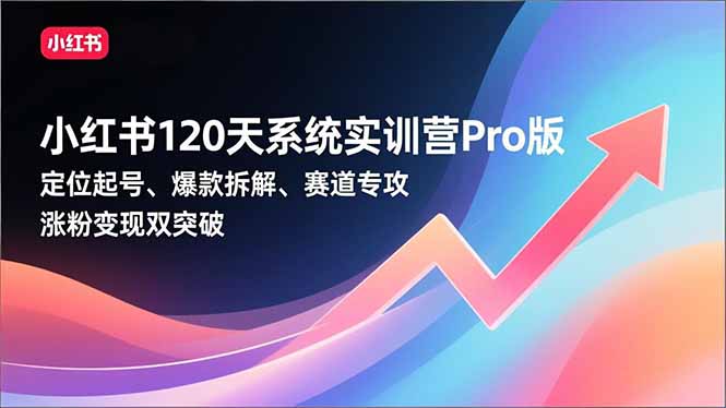 小红书120天系统实训营Pro版，定位起号、爆款拆解、赛道专攻，实现涨粉变现双突破-冒泡网