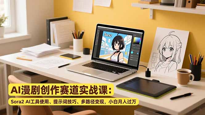 AI漫剧创作赛道实战课：Sora2 AI工具使用、提示词技巧、多路径变现，小白月入过万-冒泡网