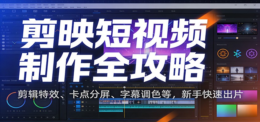 剪映短视频制作全攻略:剪辑特效、卡点分屏、字幕调色等,新手快速出片-冒泡网