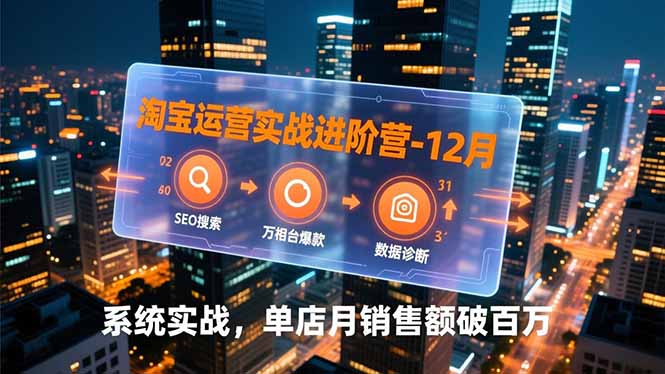 淘宝运营实战进阶营-12月:SEO搜索、万相台爆款、数据诊断,系统实战,单店月销售额破百万-冒泡网