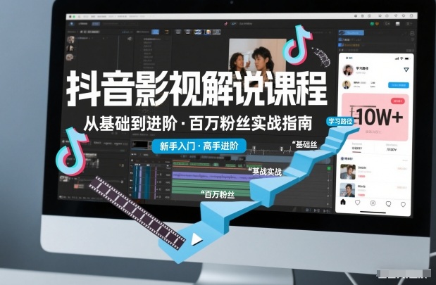 抖音百万粉丝影视解说课程,基础到进阶课,适合新手和进阶学习-冒泡网