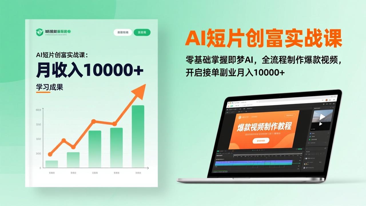 AI短片创富实战课:零基础掌握即梦AI,全流程制作爆款视频,开启接单副业月入10000+(更新-冒泡网