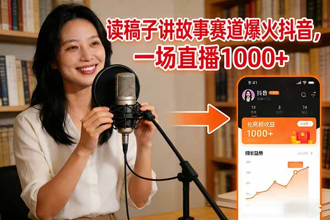 读稿子讲故事赛道爆火抖音，一场直播日入1000+-冒泡网