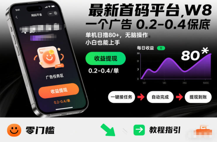 最新首码平台，一个广告 0.2-0.4 保底，单机日撸80+，可矩阵无脑操作，小白也能上手【揭秘】-冒泡网