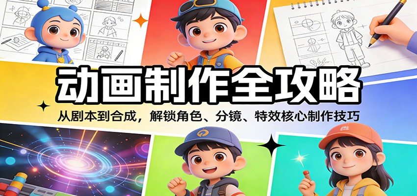 动画制作全攻略：从剧本到合成，解锁角色、分镜、特效核心制作技巧-冒泡网