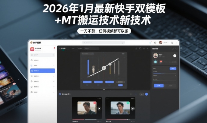 2026年1月最新快手双模板+MT搬运技术，一刀不剪，任何视频都可以搬-冒泡网