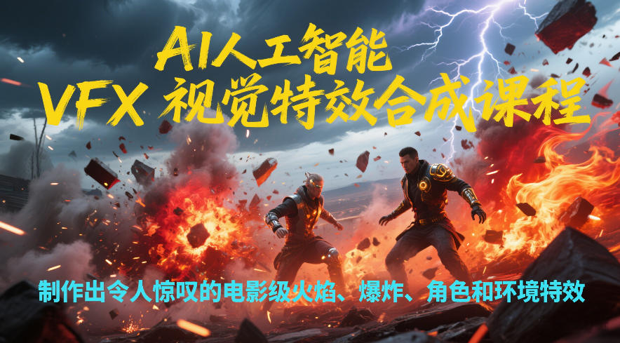 AI人工智能VFX视觉特效合成课程,制作出令人惊叹的电影级火焰、爆炸、角色和环境特效-冒泡网