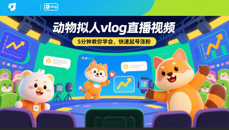动物拟人vlog直播视频,5分钟教你学会,快速起号涨粉-冒泡网