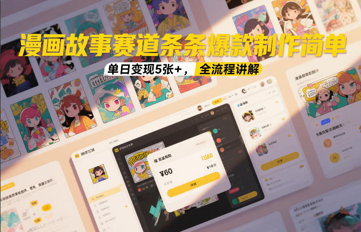 漫画故事赛道条条爆款制作简单，单日变现5张+，全流程讲解-冒泡网