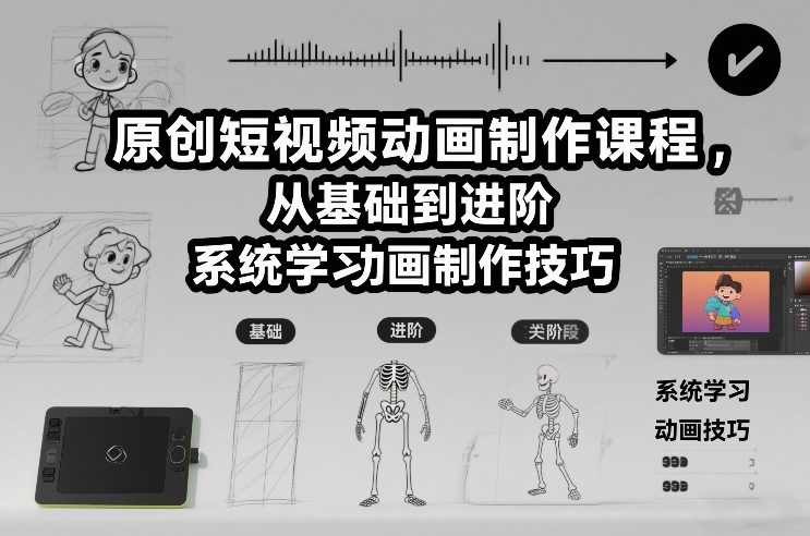 原创短视频动画制作课程，从基础到进阶，系统学习动画制作技巧-冒泡网