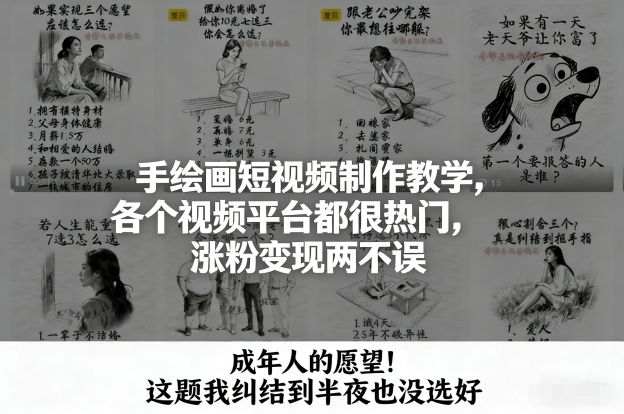 手绘画短视频制作教学,各个视频平台都很热门,涨粉变现两不误-冒泡网