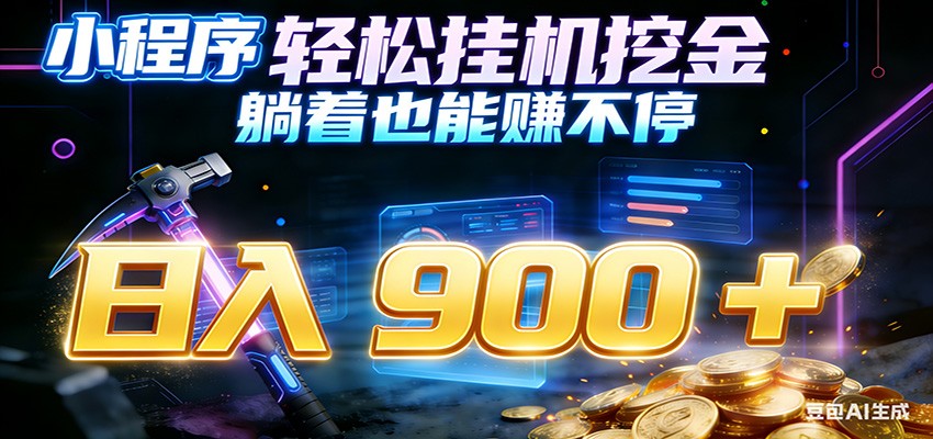 小程序挂机挖金，自动赚金币换现金，多号并行日入900+，轻松搞副业-冒泡网
