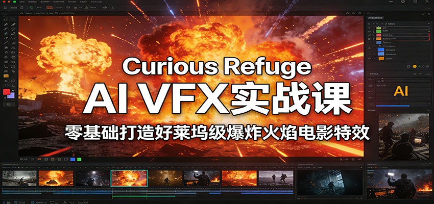 Curious Refuge AI VFX实战课,零基础打造好莱坞级爆炸火焰电影特效-冒泡网