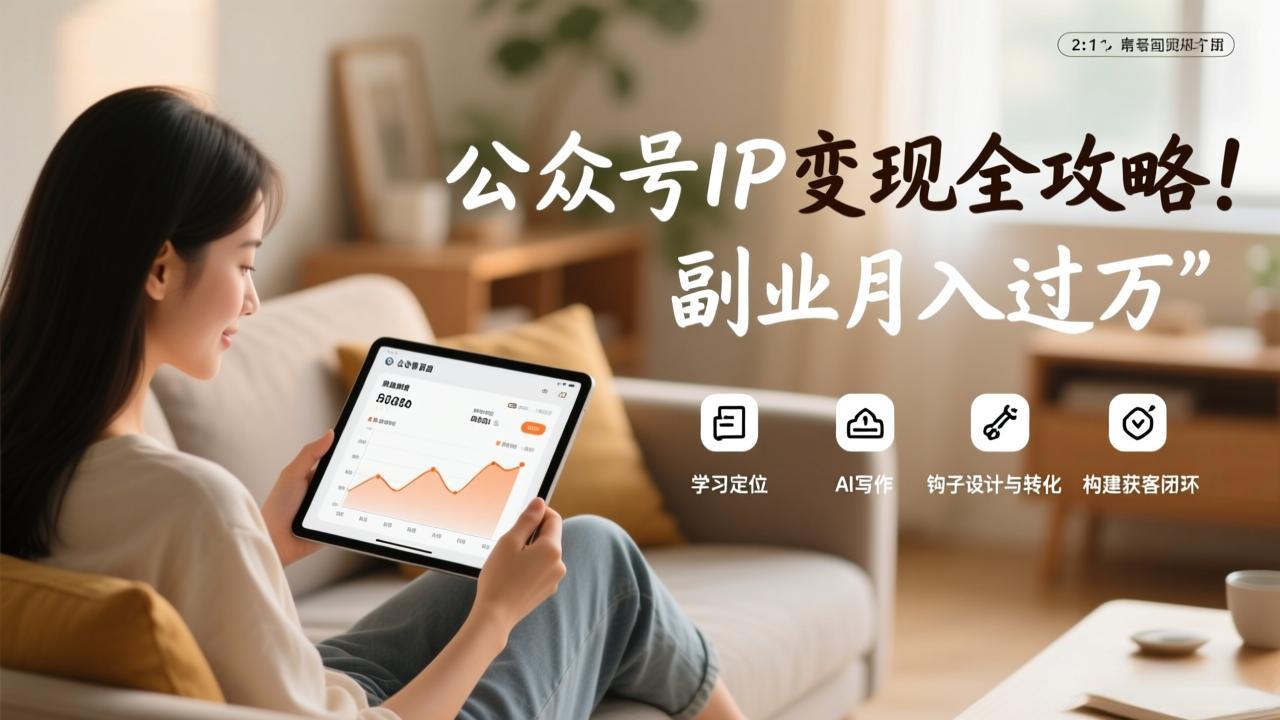 公众号IP变现全攻略,学习定位、AI写作、钩子设计与转化,构建获客闭环,副业月入过万-冒泡网