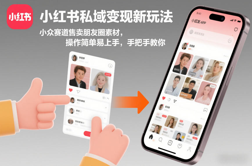 小红书私域变现新玩法,小众赛道售卖朋友圈素材,操作简单易上手,手把手教你-冒泡网