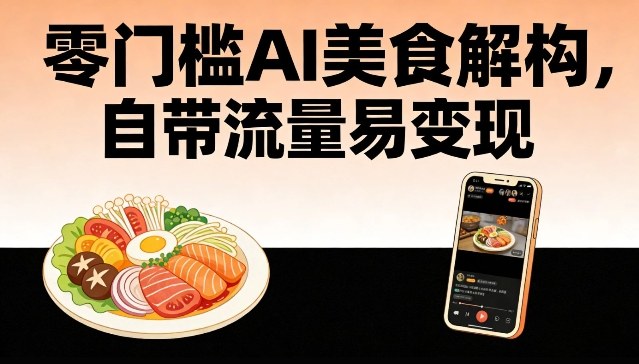零门槛AI美食解构，自带流量易变现-冒泡网